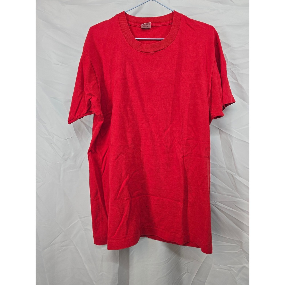 Fruit‎ of the Loom Mens Red 100% Cotton T Shirt Size L Basic Crew Neck